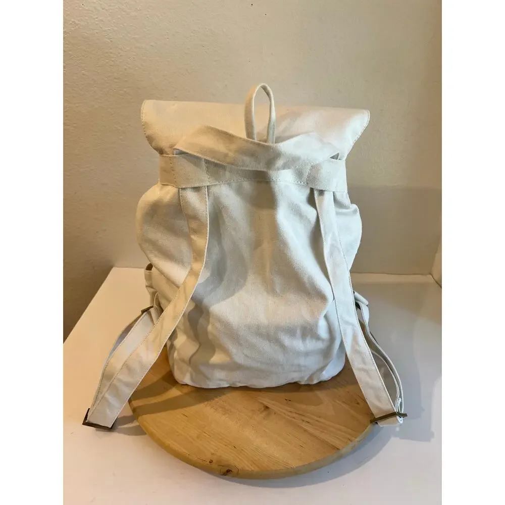 Laude The Label Cream Ivory Cotton Canvas Convertible Backpack